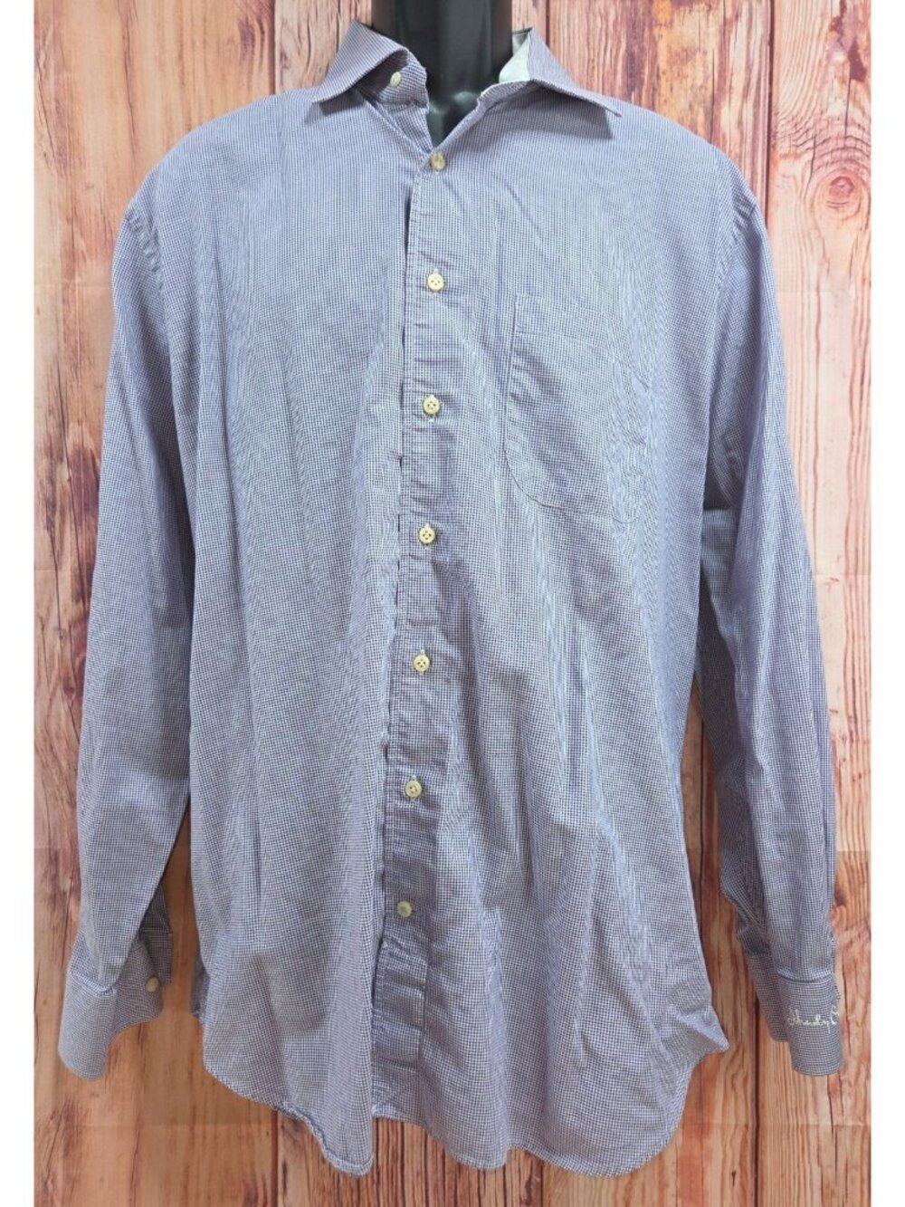 Peter Millar Mens Blue Gingham Check Shirt XL Shady Oak Golf Course